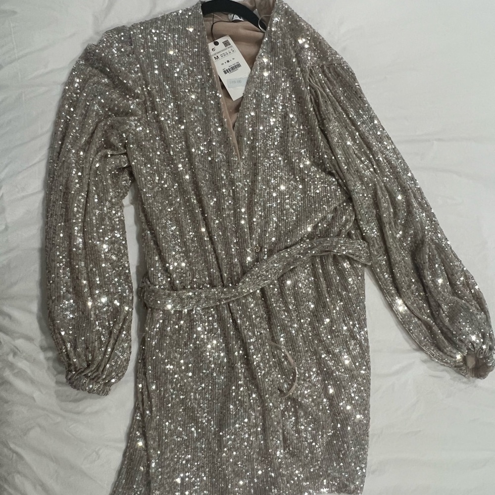 Sparkling Sequin Wrap Dress